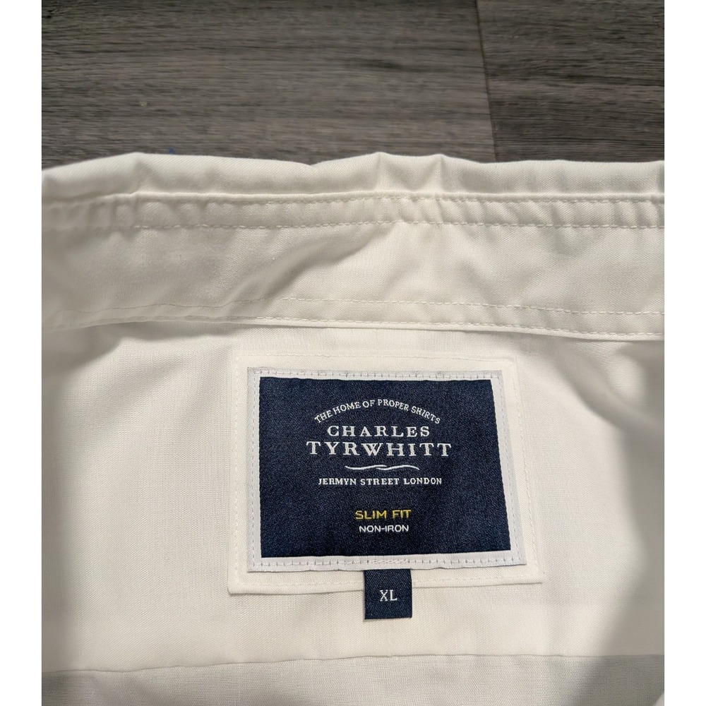 NWT Charles Tyrwhitt Men's White Non‎ Iron Stretch Poplin Slim Fit Shirt Size XL - Picture 4 of 9